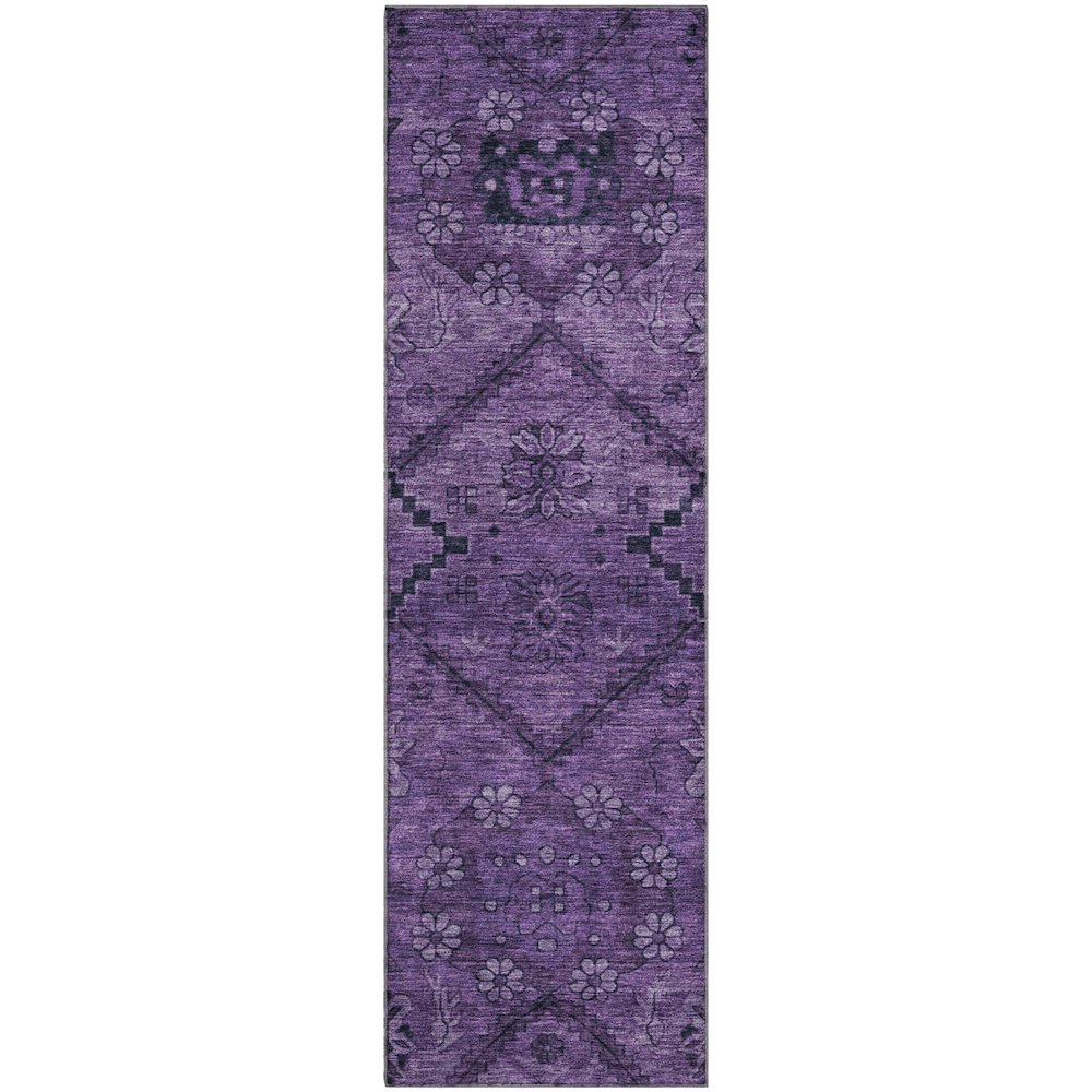 Premium Machine Washable Mayfield AMF842 Eggplant 2'3" x 7'6" Runner Rug. Picture 1
