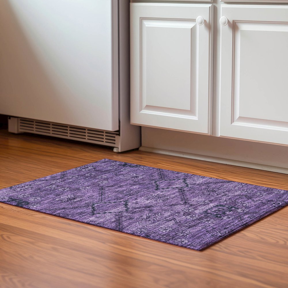 Premium Machine Washable Mayfield AMF842 Eggplant 1'8" x 2'6" Rug. Picture 5
