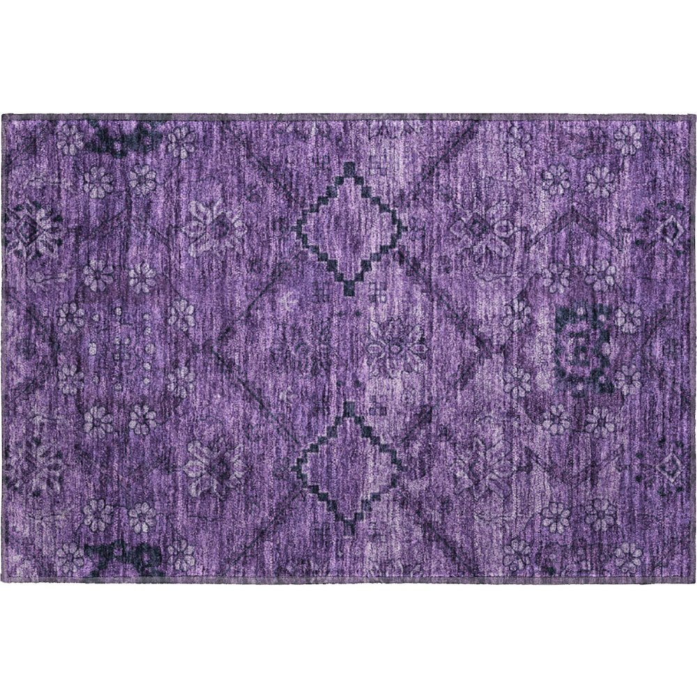 Premium Machine Washable Mayfield AMF842 Eggplant 1'8" x 2'6" Rug. Picture 1