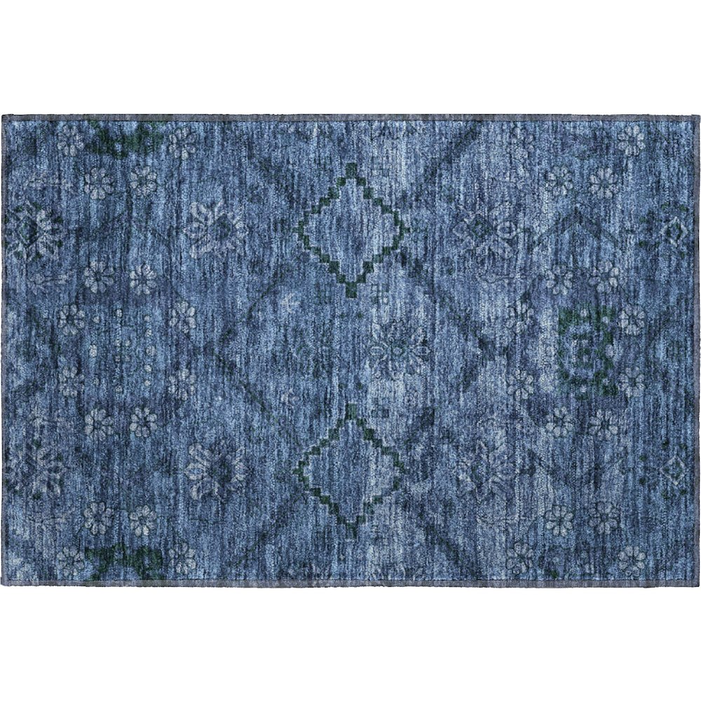 Premium Machine Washable Mayfield AMF842 Navy 1'8" x 2'6" Rug. Picture 1
