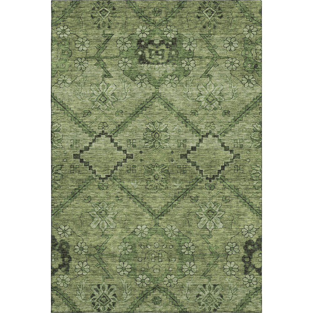 Premium Machine Washable Mayfield AMF842 Olive 2'6" x 3'10" Rug. Picture 1