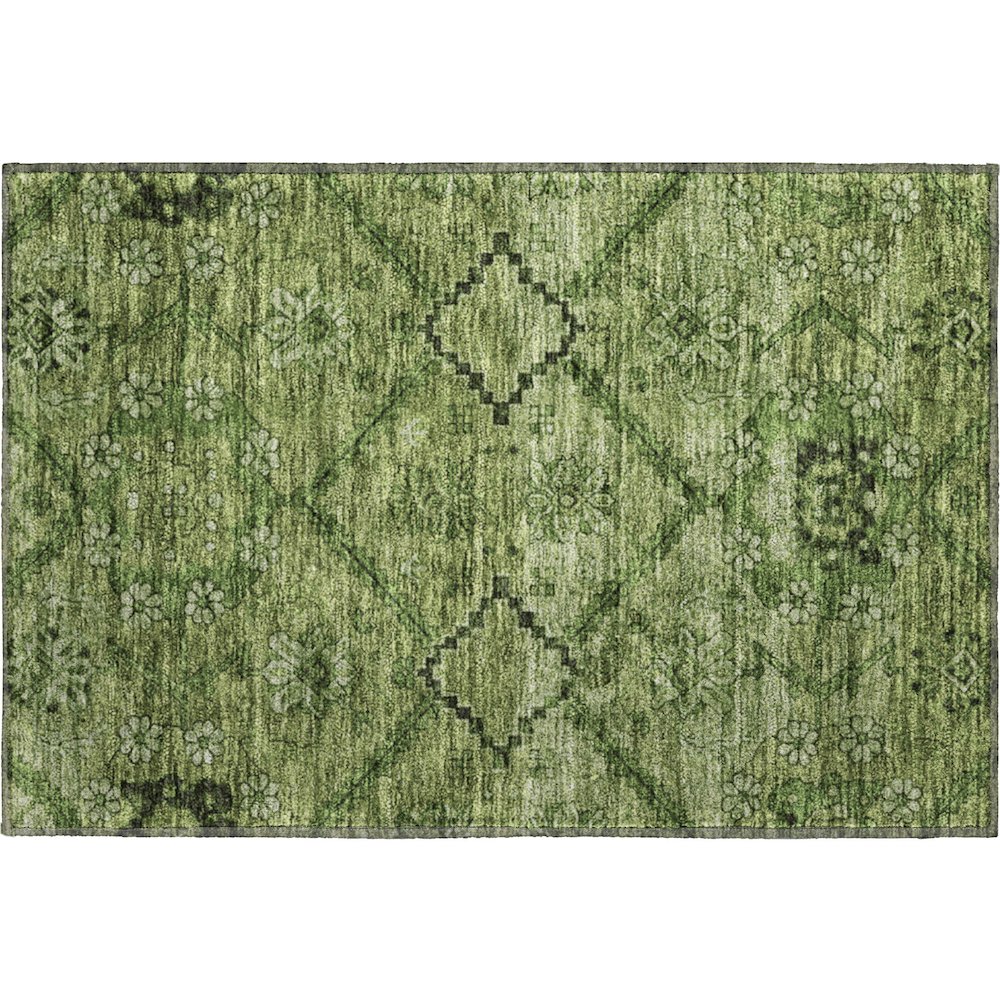 Premium Machine Washable Mayfield AMF842 Olive 1'8" x 2'6" Rug. Picture 1
