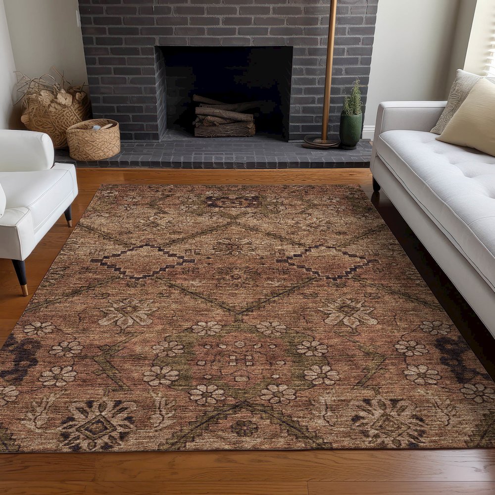 Premium Machine Washable Mayfield AMF842 Paprika 2'6" x 3'10" Rug. Picture 5