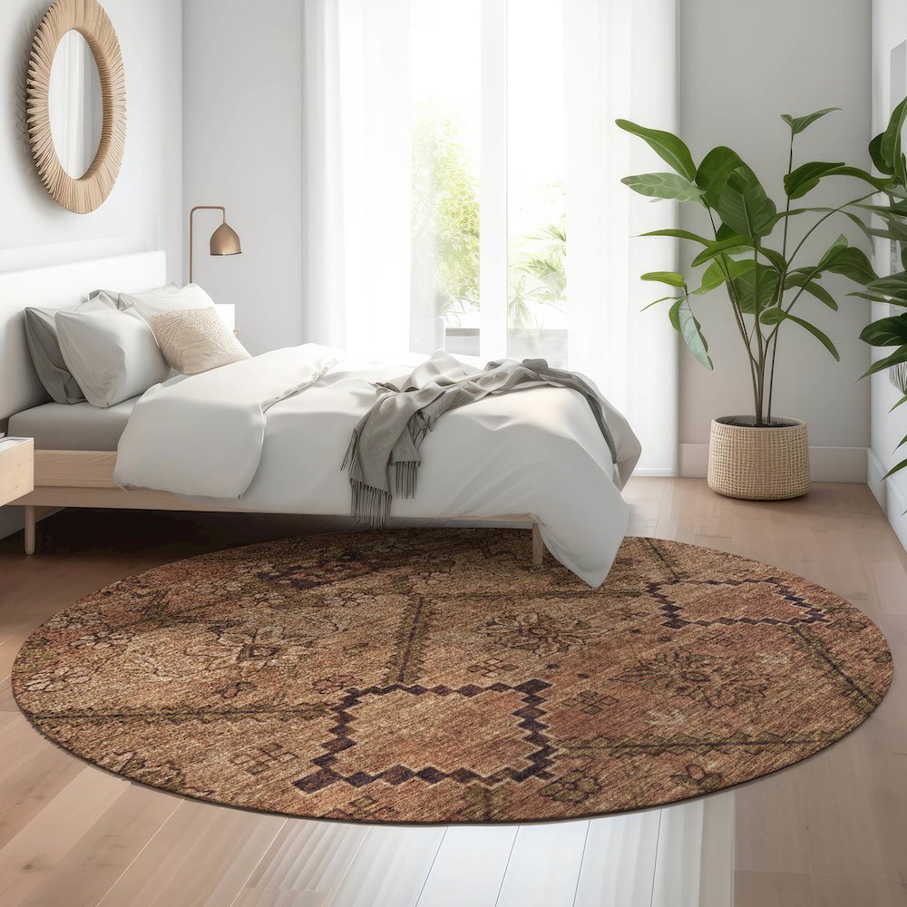 Premium Machine Washable Mayfield AMF842 Paprika 8' x 8' Round Rug. Picture 5