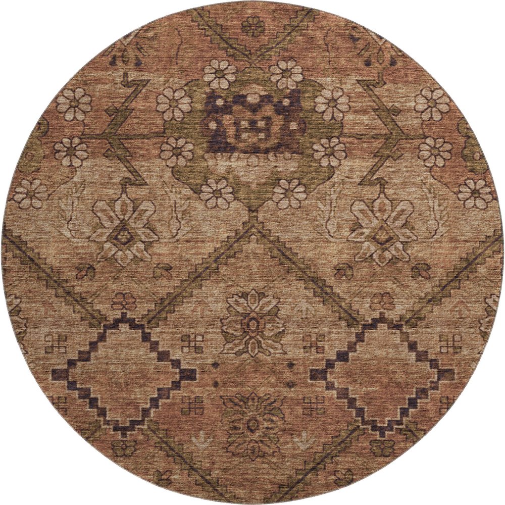 Premium Machine Washable Mayfield AMF842 Paprika 8' x 8' Round Rug. Picture 1