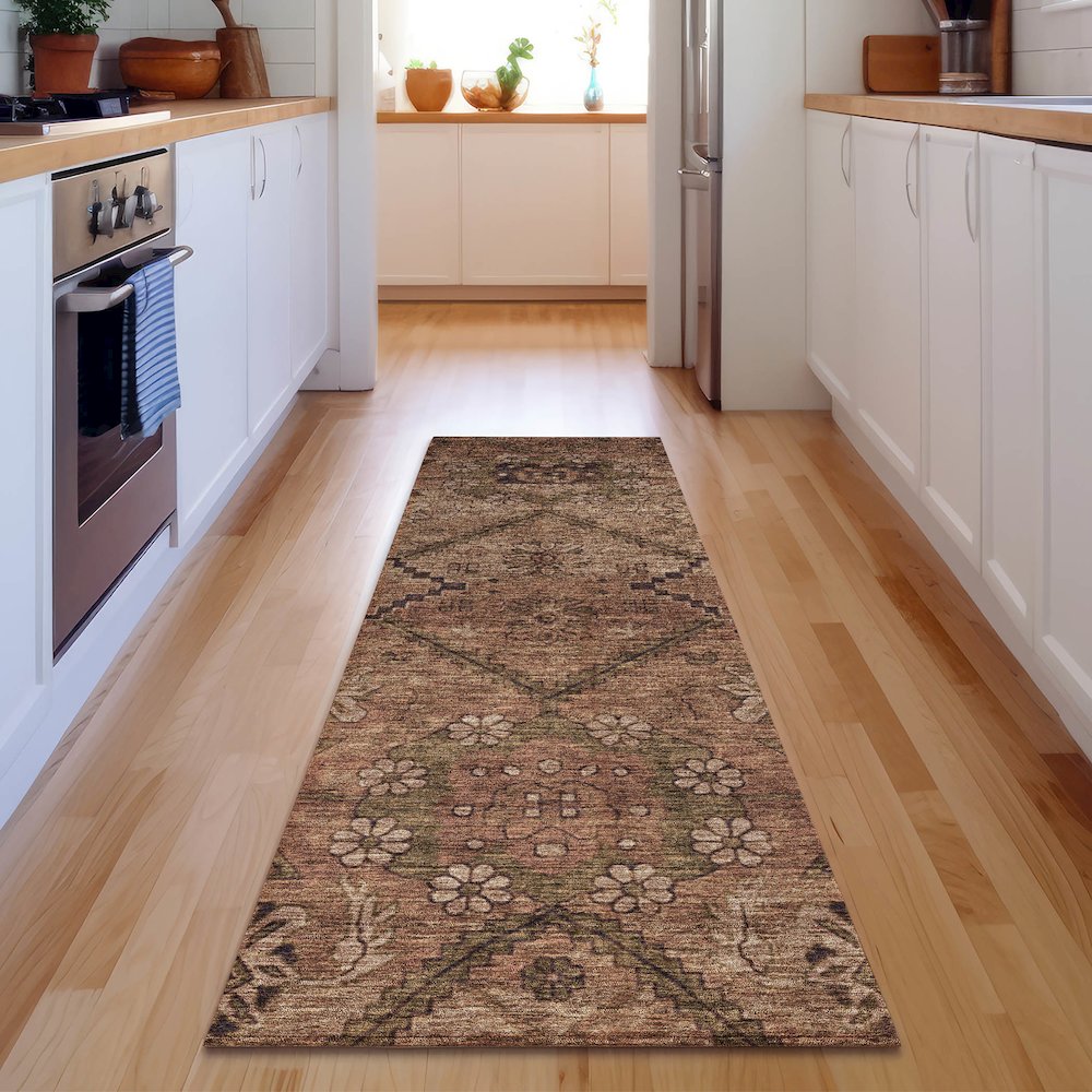 Premium Machine Washable Mayfield AMF842 Paprika 2'3" x 7'6" Runner Rug. Picture 5