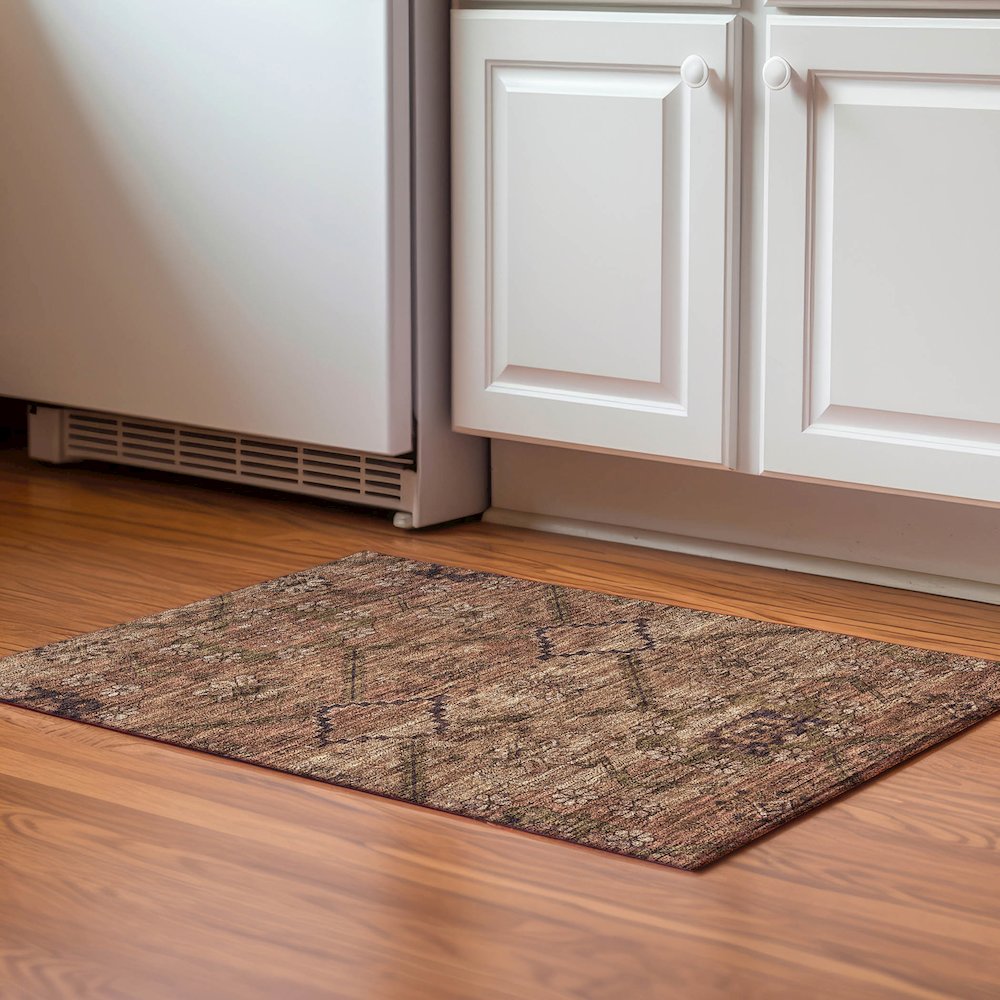 Premium Machine Washable Mayfield AMF842 Paprika 1'8" x 2'6" Rug. Picture 5