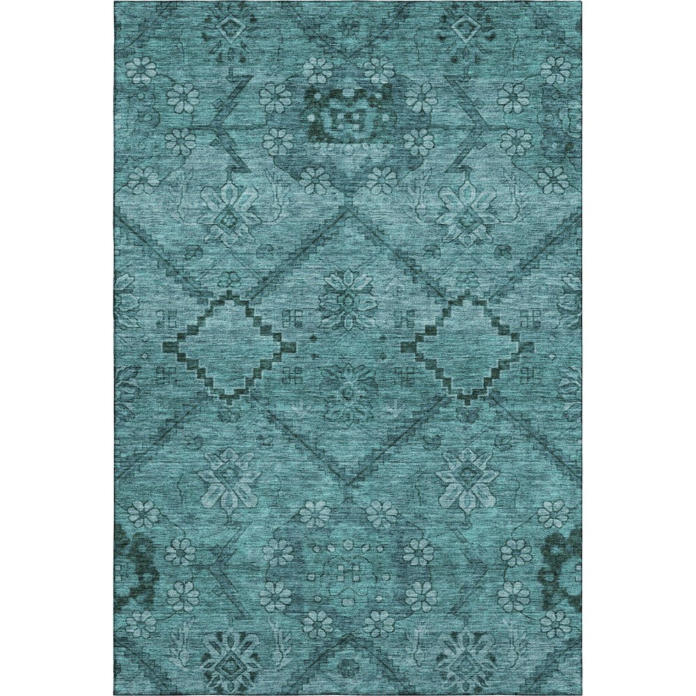 Premium Machine Washable Mayfield AMF842 Teal 2'6" x 3'10" Rug. Picture 1