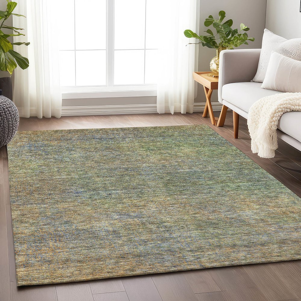 Premium Machine Washable Mayfield AMF843 Green 2'6" x 3'10" Rug. Picture 6