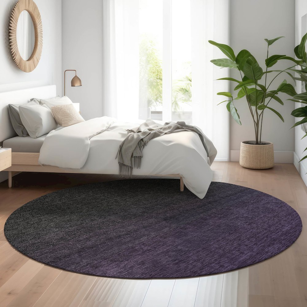 Premium Machine Washable Mayfield AMF844 Eggplant 8' x 8' Round Rug. Picture 5