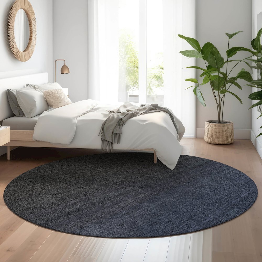 Premium Machine Washable Mayfield AMF844 Navy 8' x 8' Round Rug. Picture 5