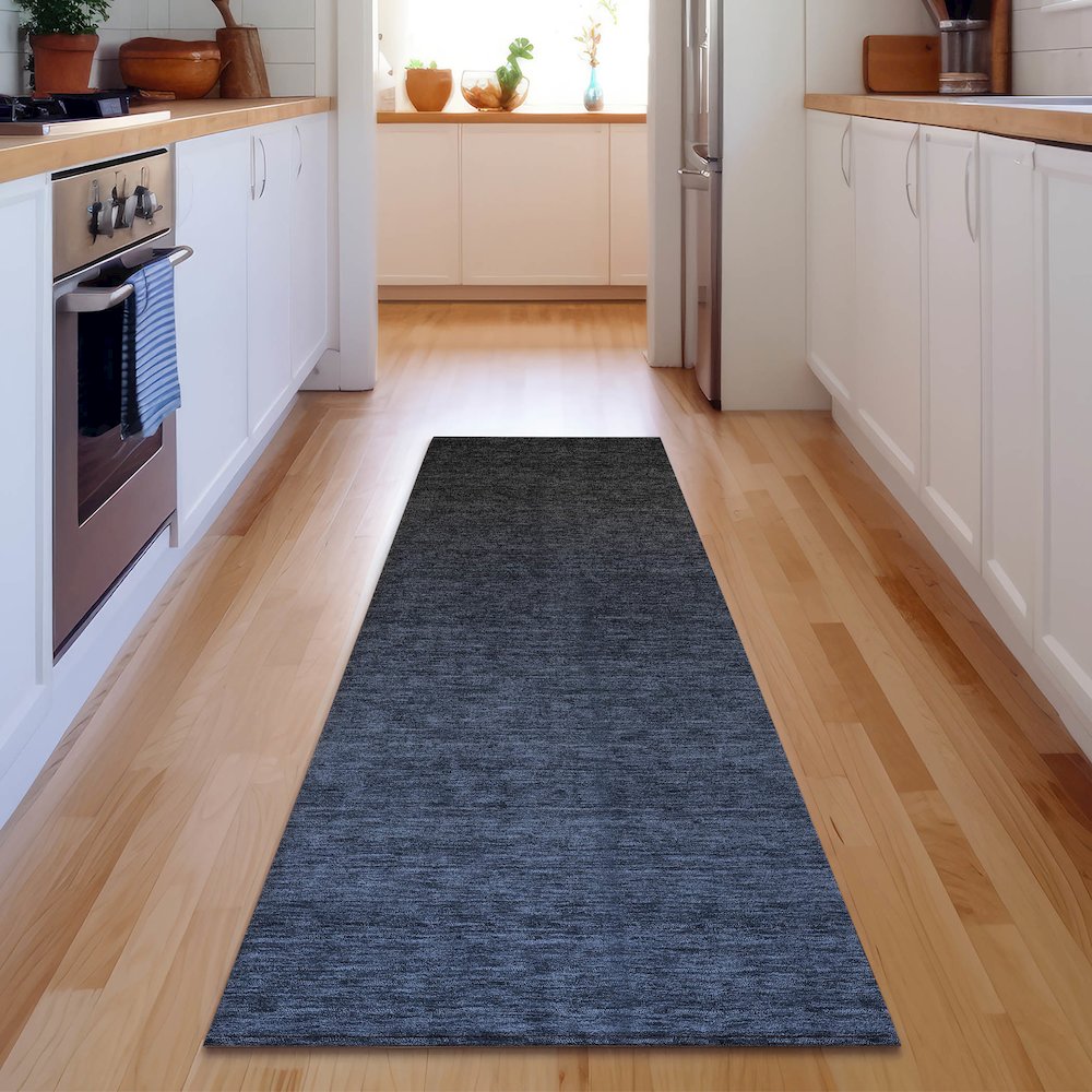 Premium Machine Washable Mayfield AMF844 Navy 2'3" x 7'6" Runner Rug. Picture 5