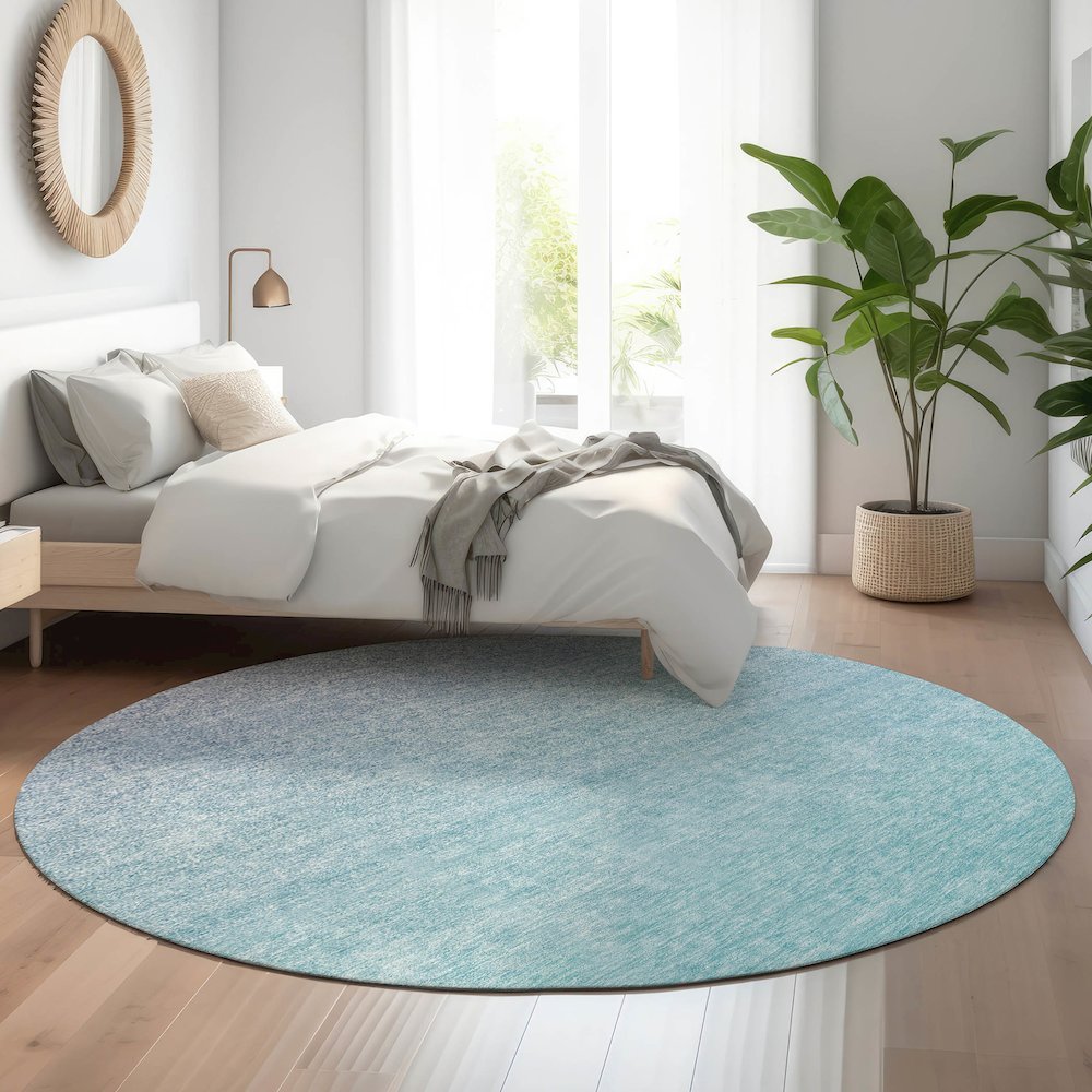 Premium Machine Washable Mayfield AMF845 Sky 8' x 8' Round Rug. Picture 5