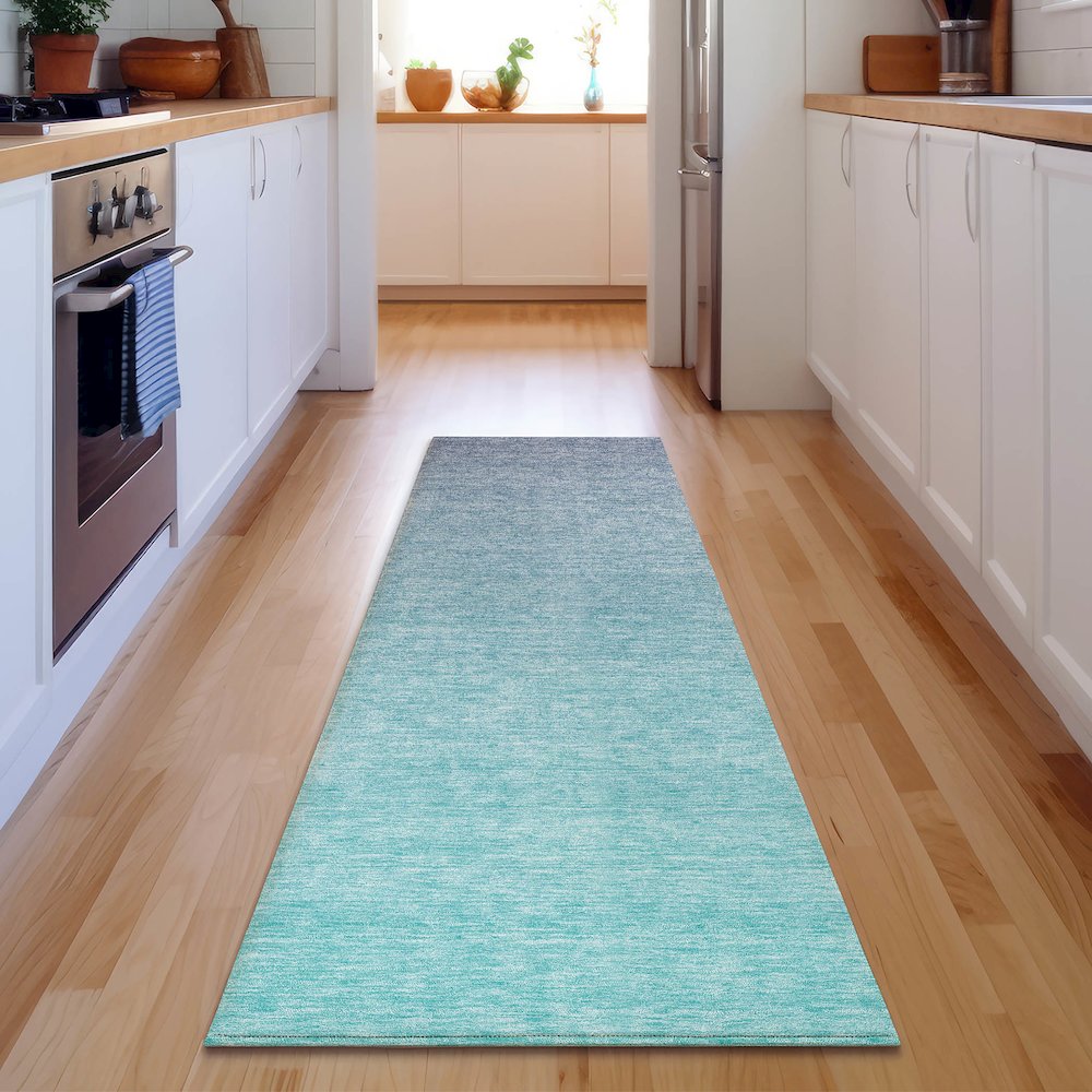 Premium Machine Washable Mayfield AMF845 Sky 2'3" x 7'6" Runner Rug. Picture 5
