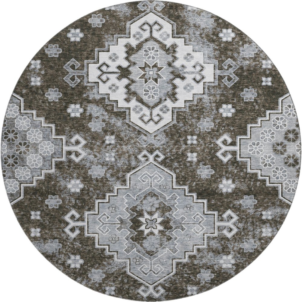 Premium Machine Washable Mayfield AMF846 Chocolate 8' x 8' Round Rug. Picture 1