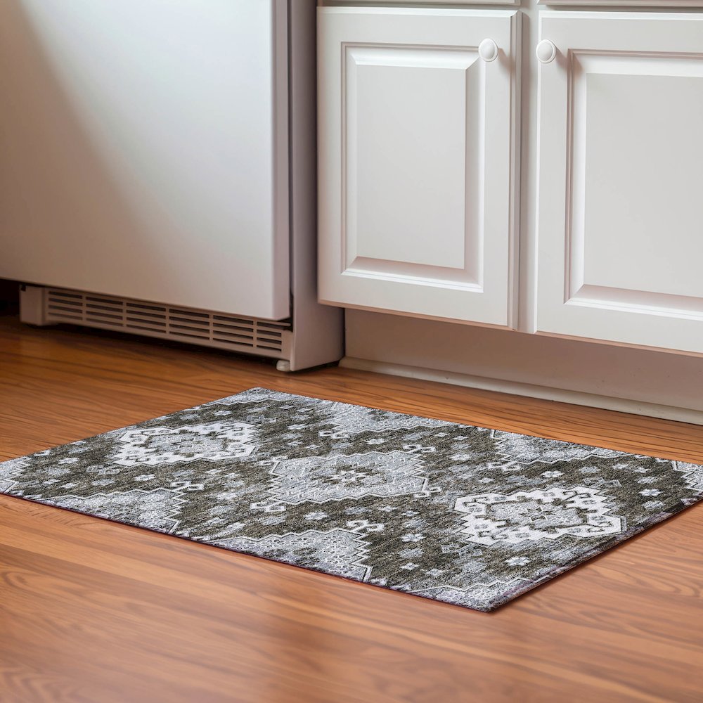 Premium Machine Washable Mayfield AMF846 Chocolate 1'8" x 2'6" Rug. Picture 5