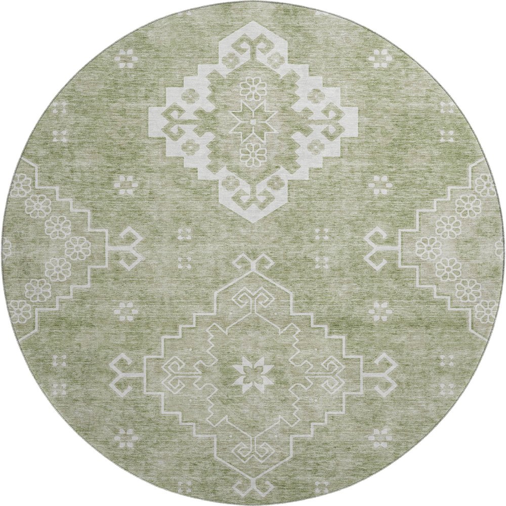 Premium Machine Washable Mayfield AMF847 Aloe 8' x 8' Round Rug. Picture 1