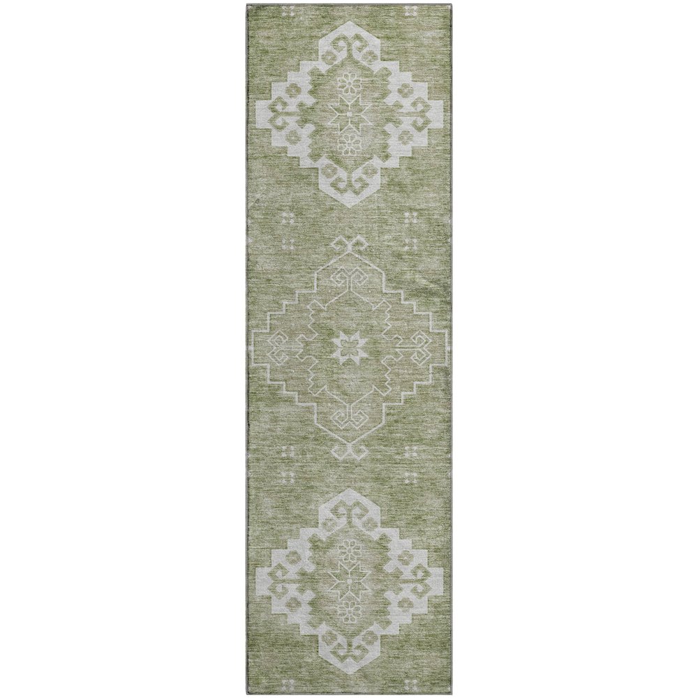 Premium Machine Washable Mayfield AMF847 Aloe 2'3" x 7'6" Runner Rug. Picture 1