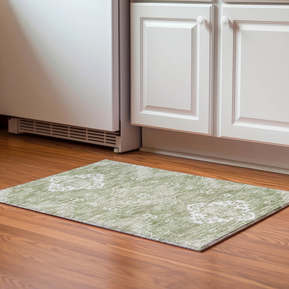 Premium Machine Washable Mayfield AMF847 Aloe 1'8" x 2'6" Rug. Picture 5