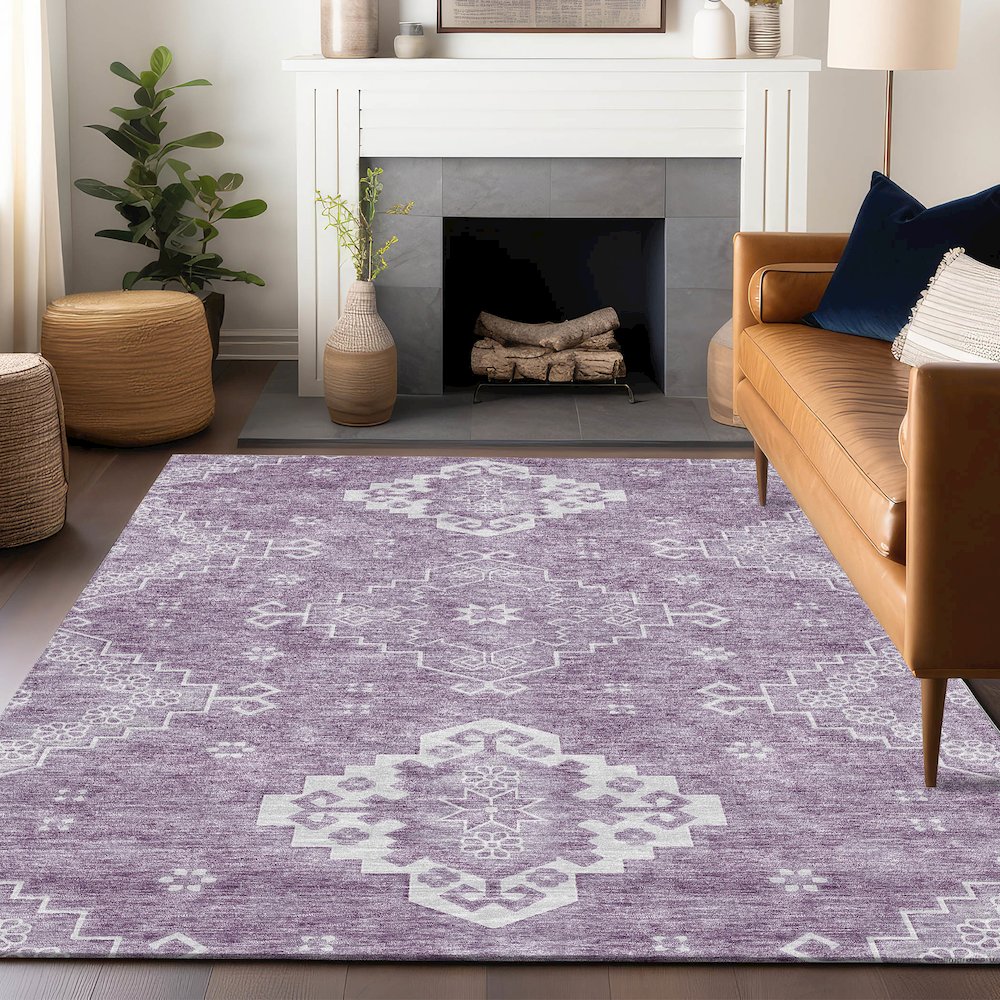 Premium Machine Washable Mayfield AMF847 Lavender 2'6" x 3'10" Rug. Picture 6