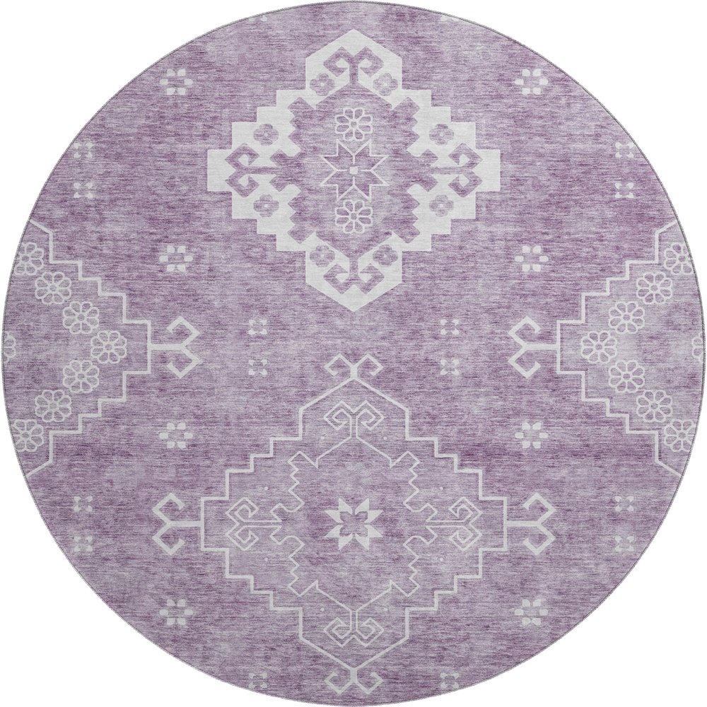 Premium Machine Washable Mayfield AMF847 Lavender 8' x 8' Round Rug. Picture 1