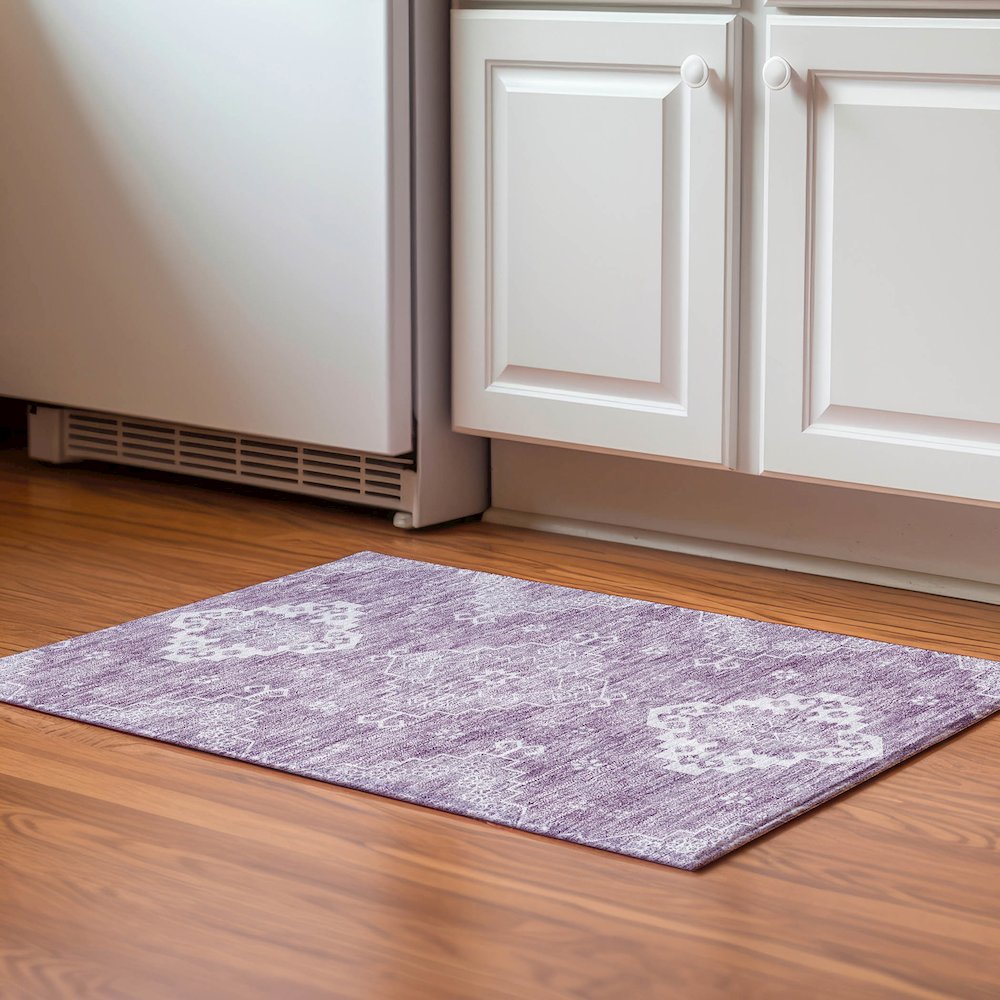 Premium Machine Washable Mayfield AMF847 Lavender 1'8" x 2'6" Rug. Picture 5