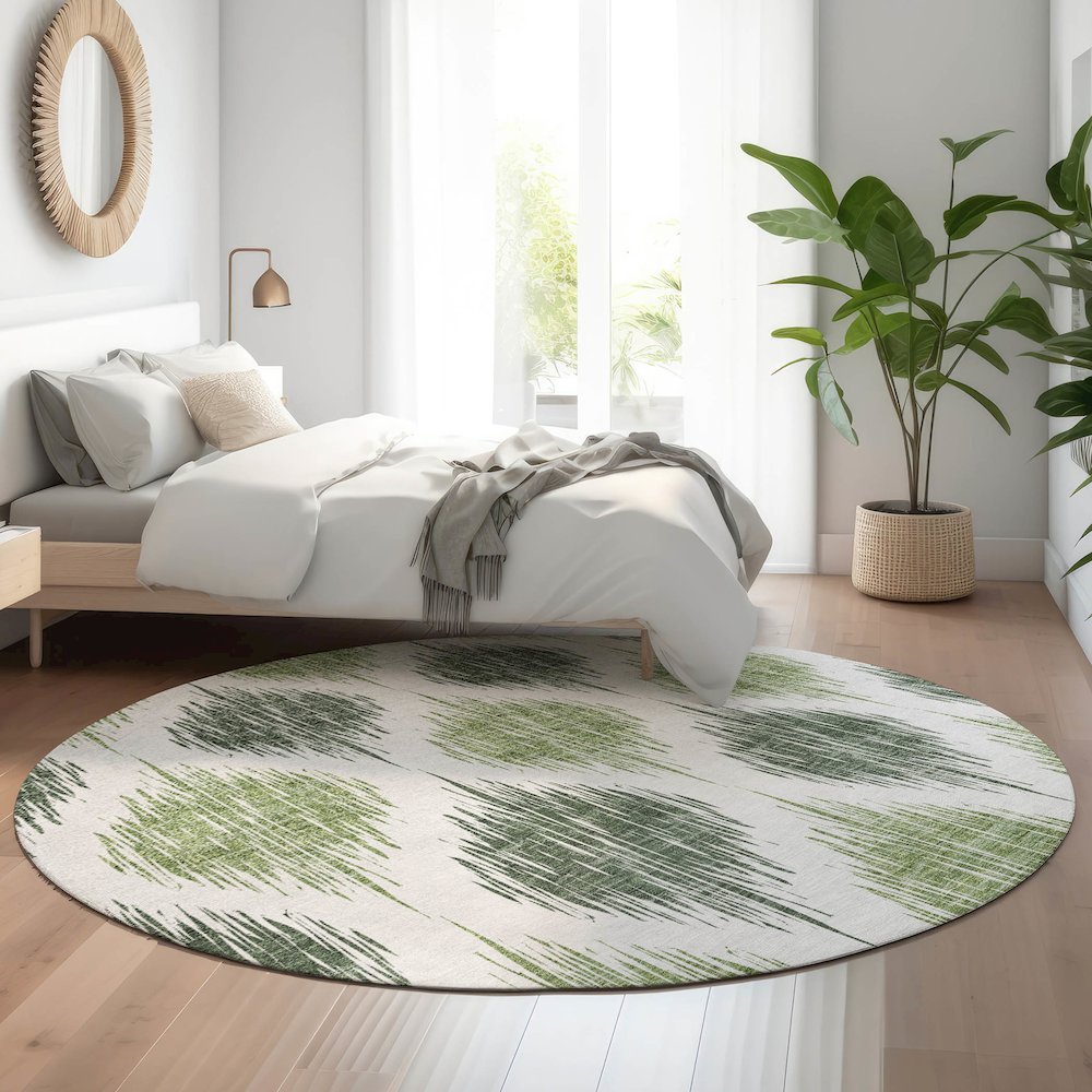 Premium Machine Washable Mayfield AMF848 Fern 8' x 8' Round Rug. Picture 5