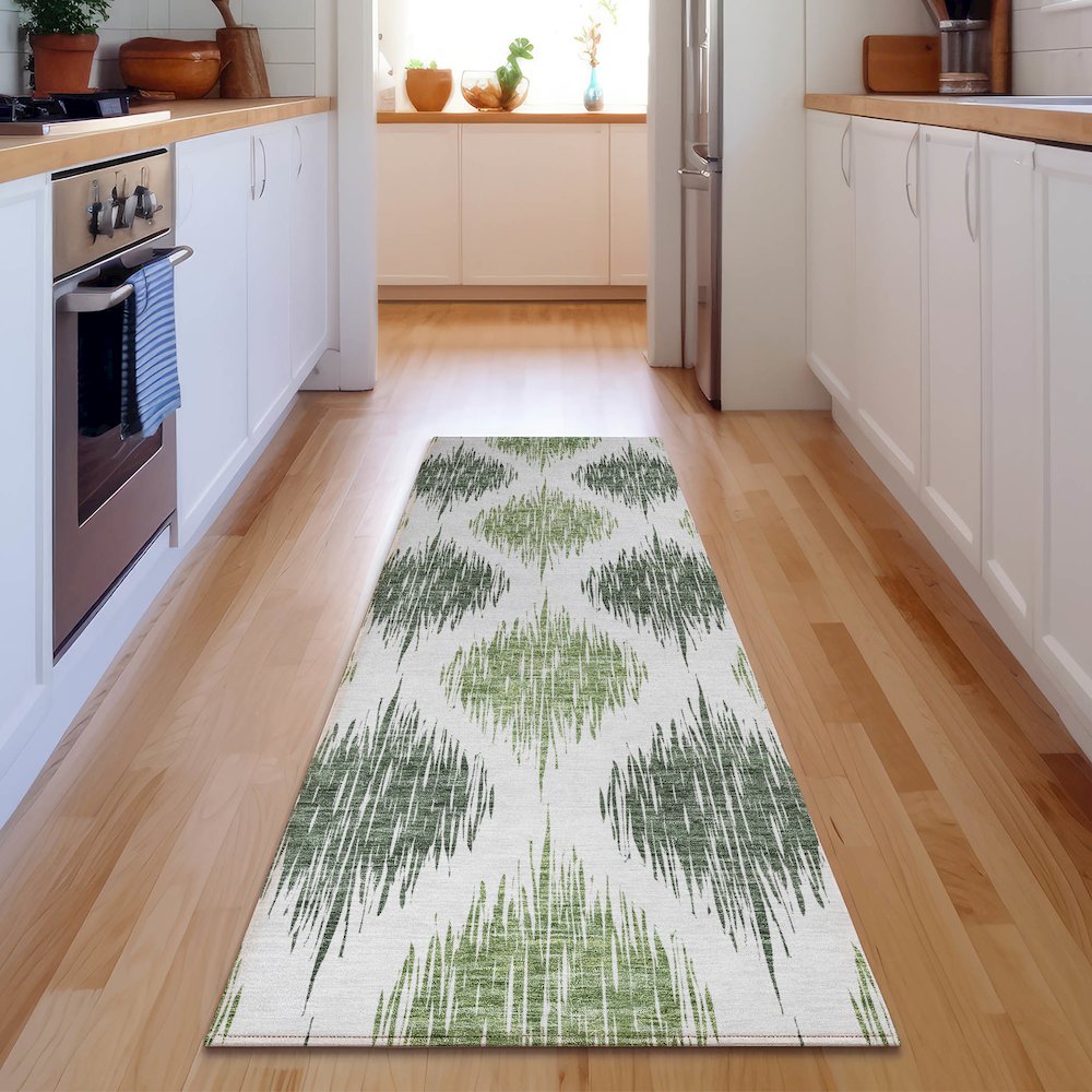 Premium Machine Washable Mayfield AMF848 Fern 2'3" x 7'6" Runner Rug. Picture 5