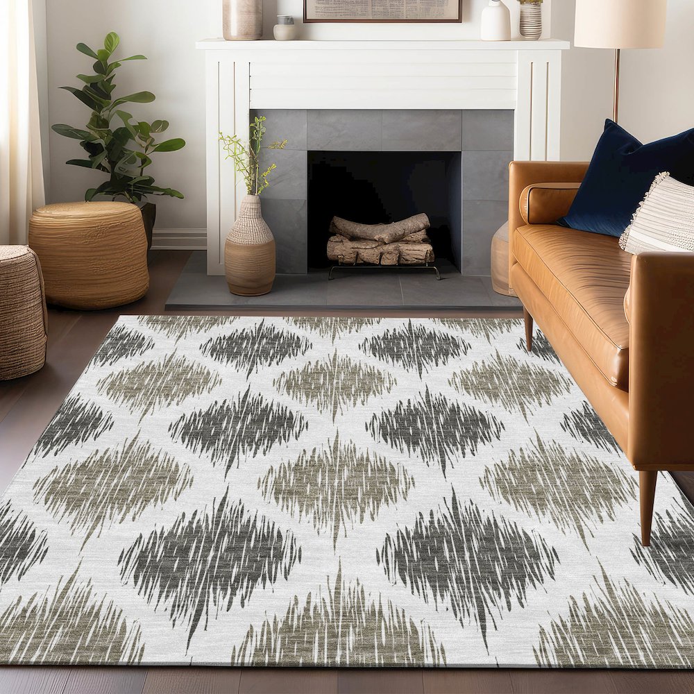 Premium Machine Washable Mayfield AMF848 Taupe 2'6" x 3'10" Rug. Picture 6