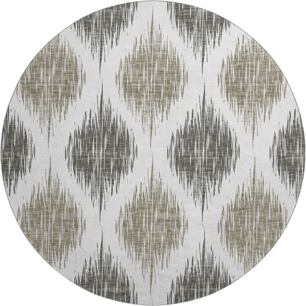 Premium Machine Washable Mayfield AMF848 Taupe 8' x 8' Round Rug. Picture 1