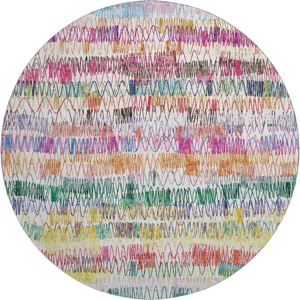 Premium Machine Washable Mayfield AMF850 Green 8' x 8' Round Rug. Picture 1