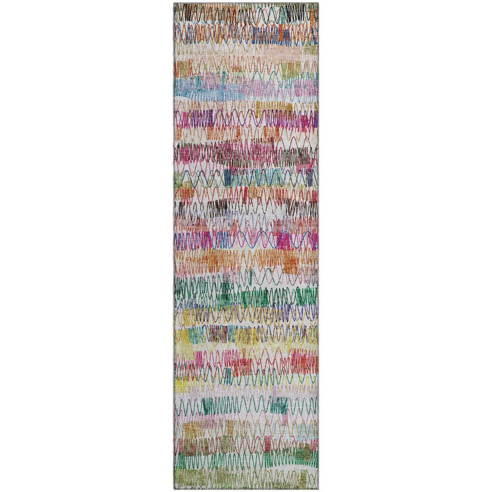 Premium Machine Washable Mayfield AMF850 Green 2'3" x 7'6" Runner Rug. Picture 1