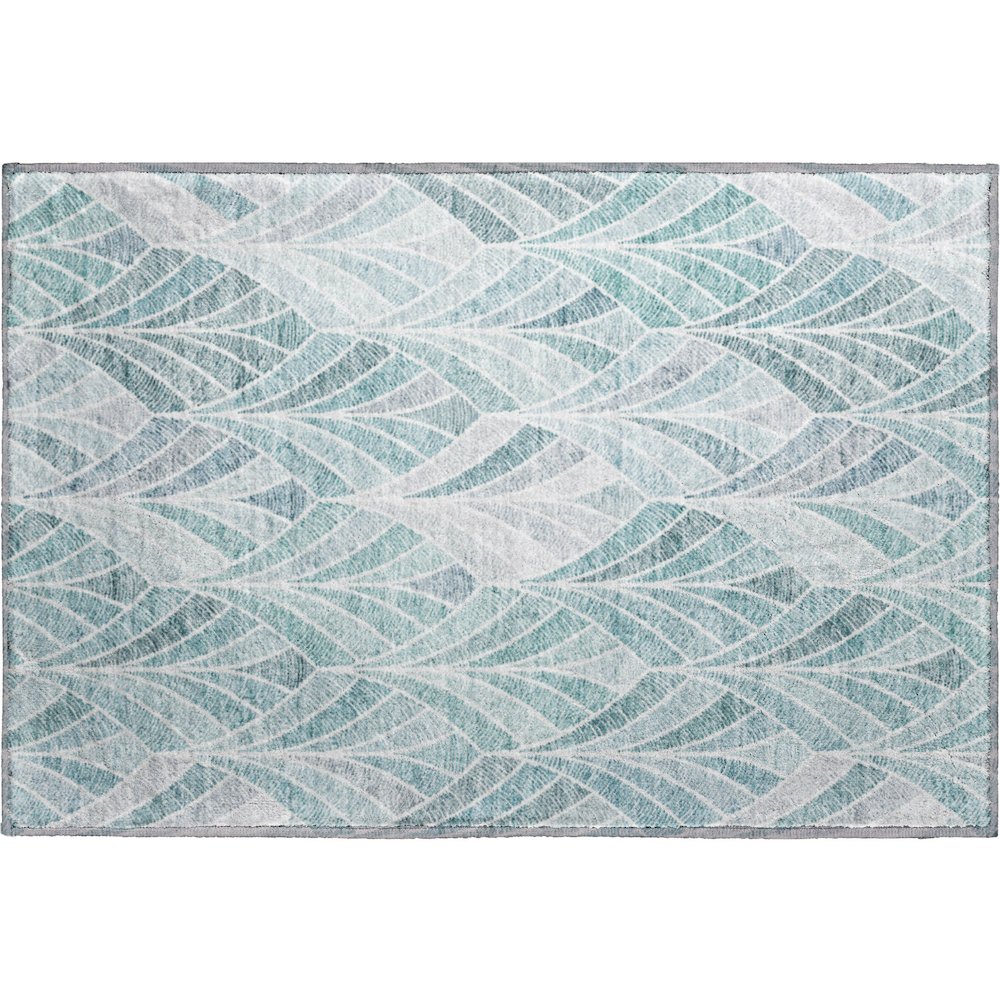 Premium Machine Washable Mayfield AMF851 Aqua 1'8" x 2'6" Rug. Picture 1