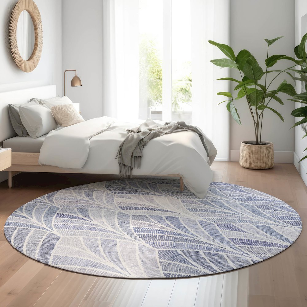 Premium Machine Washable Mayfield AMF851 Denim 8' x 8' Round Rug. Picture 5
