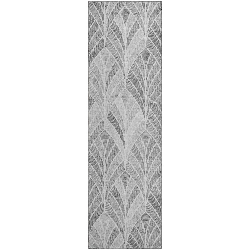 Premium Machine Washable Mayfield AMF851 Gray 2'3" x 7'6" Runner Rug. Picture 1