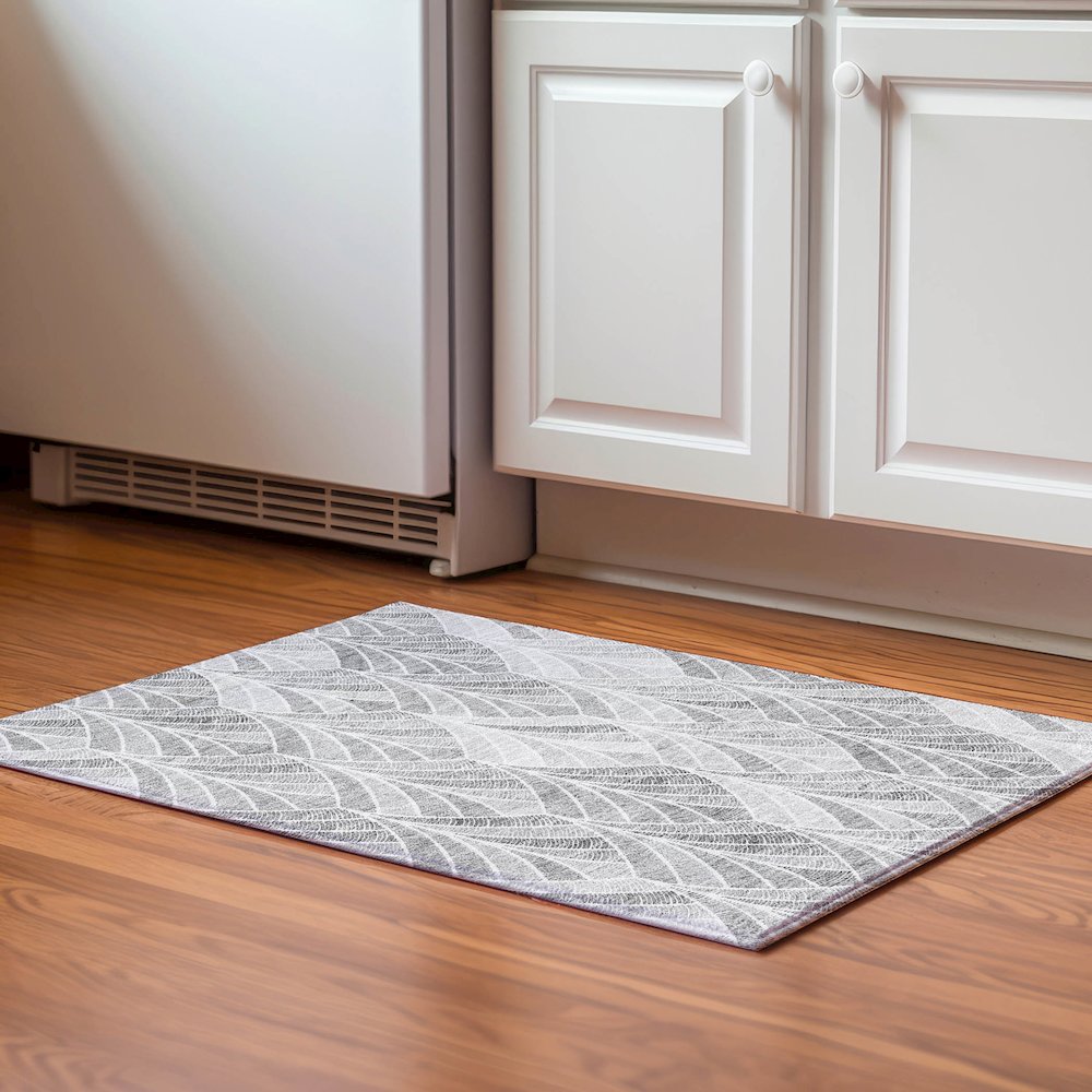 Premium Machine Washable Mayfield AMF851 Gray 1'8" x 2'6" Rug. Picture 5