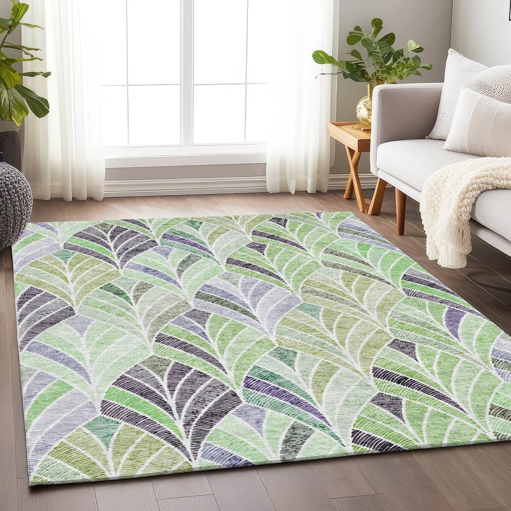 Premium Machine Washable Mayfield AMF851 Green 2'6" x 3'10" Rug. Picture 6