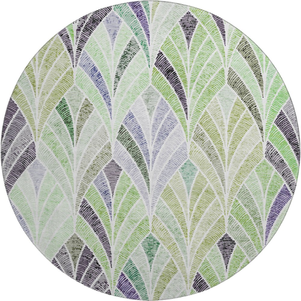 Premium Machine Washable Mayfield AMF851 Green 8' x 8' Round Rug. Picture 1