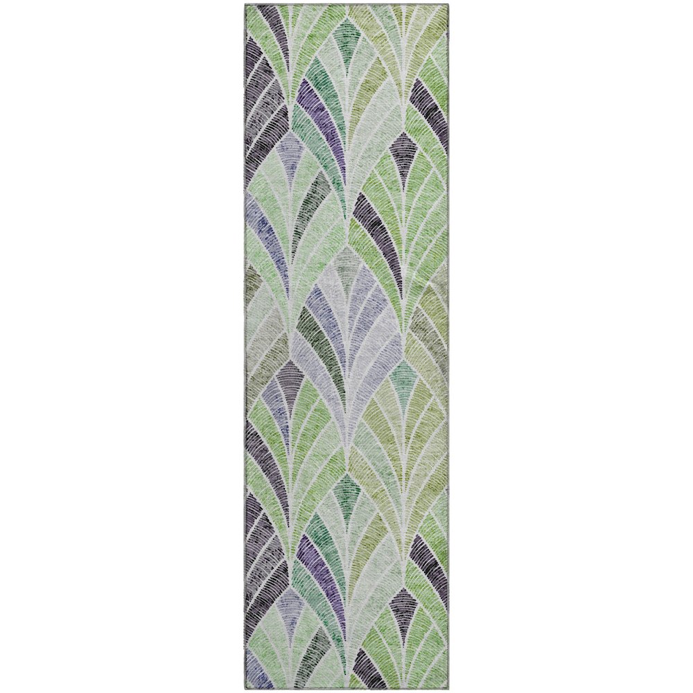 Premium Machine Washable Mayfield AMF851 Green 2'3" x 7'6" Runner Rug. Picture 1