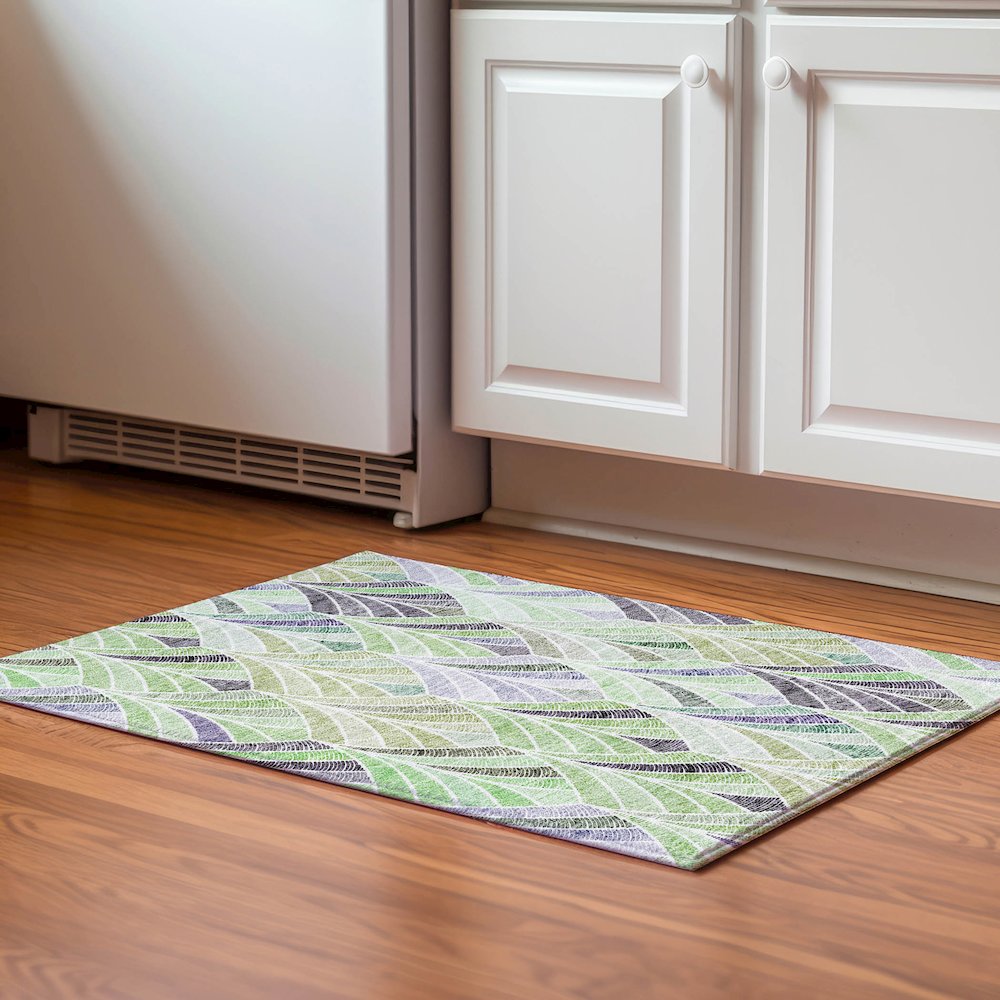 Premium Machine Washable Mayfield AMF851 Green 1'8" x 2'6" Rug. Picture 5