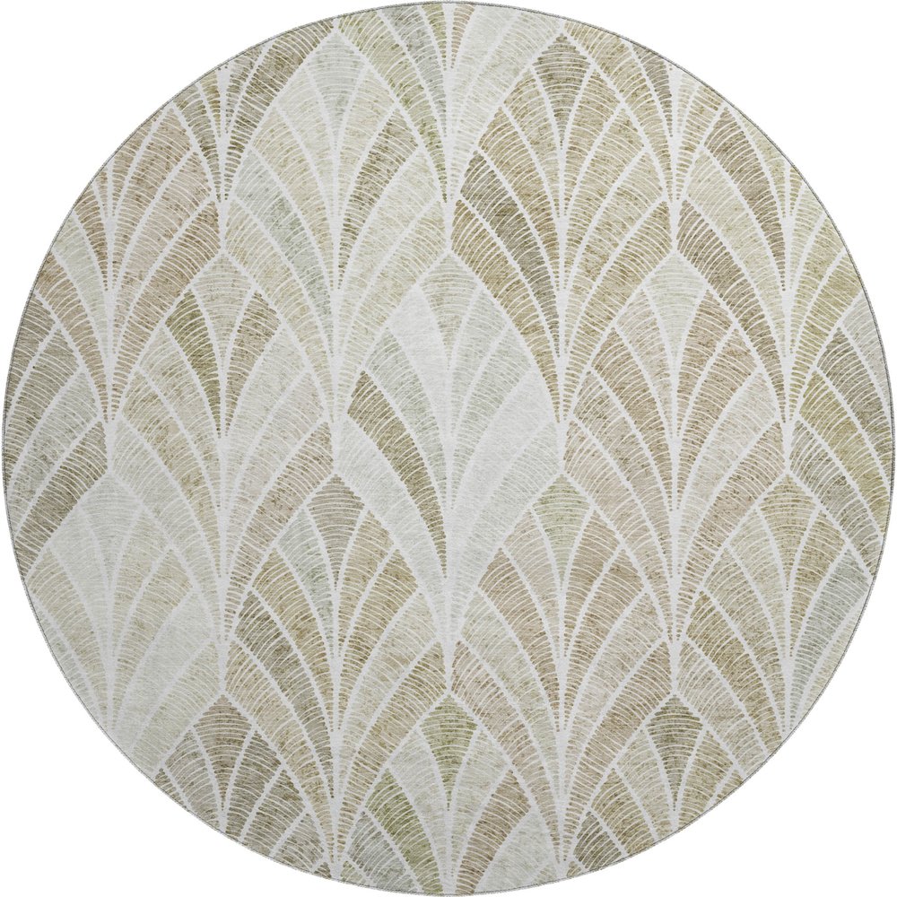 Premium Machine Washable Mayfield AMF851 Khaki 8' x 8' Round Rug. Picture 1