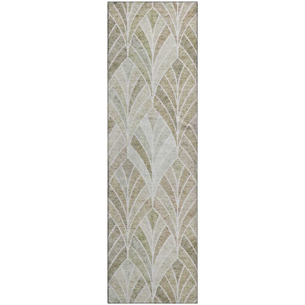 Premium Machine Washable Mayfield AMF851 Khaki 2'3" x 7'6" Runner Rug. Picture 1