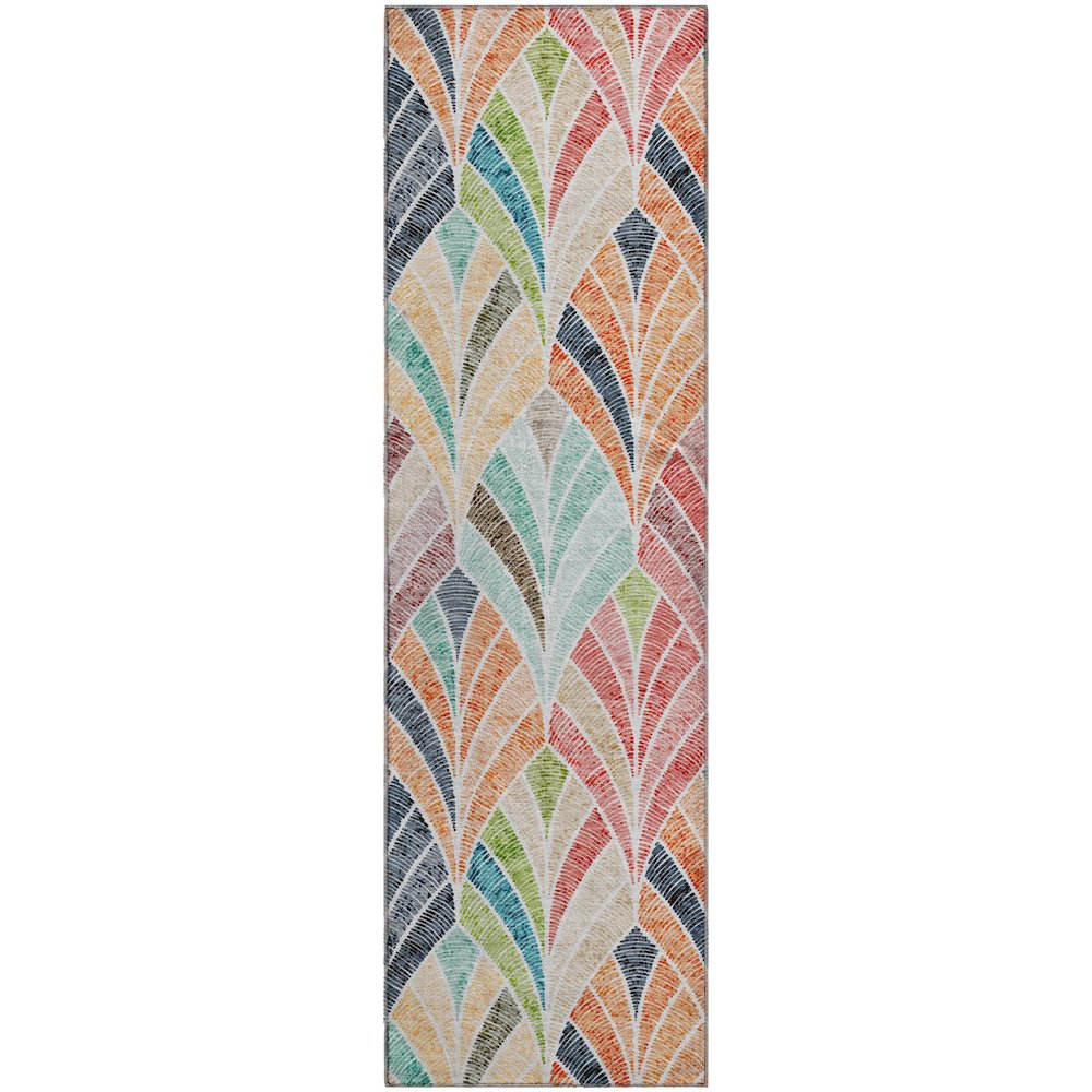 Premium Machine Washable Mayfield AMF851 Orange 2'3" x 7'6" Runner Rug. Picture 1