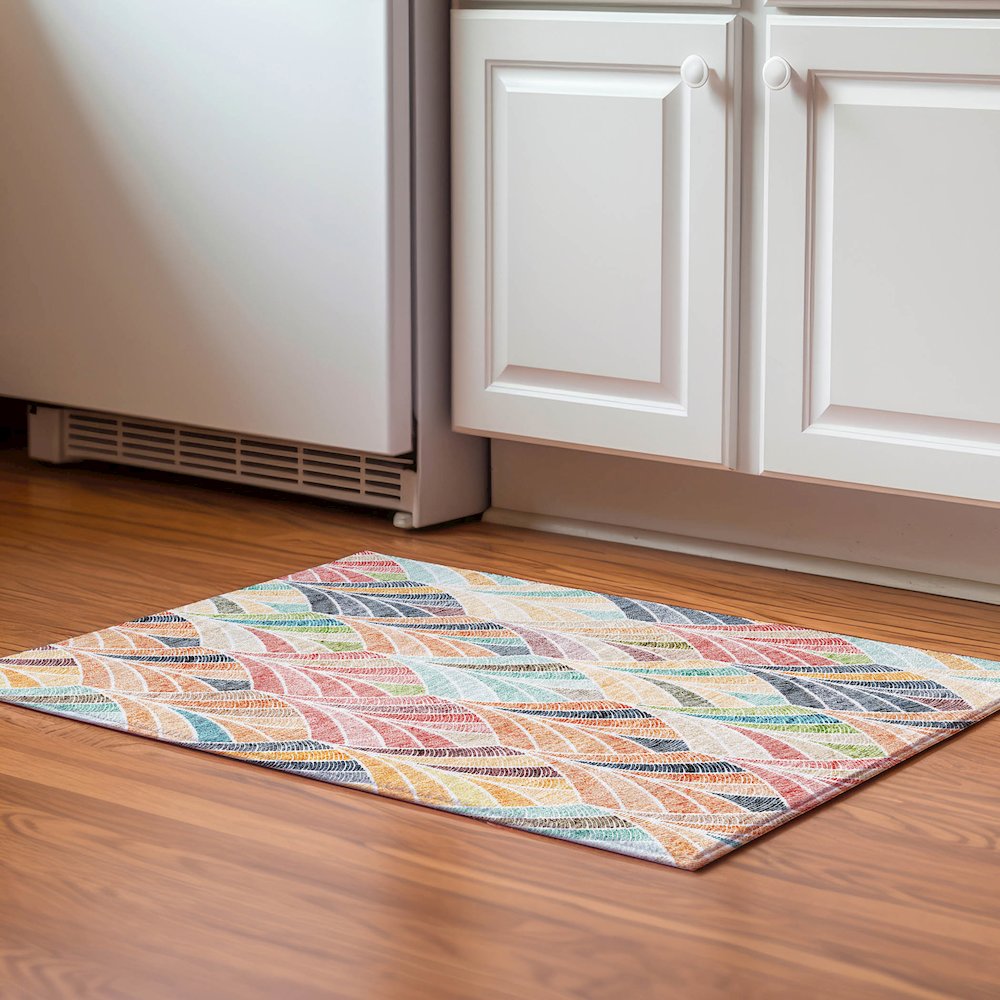Premium Machine Washable Mayfield AMF851 Orange 1'8" x 2'6" Rug. Picture 5