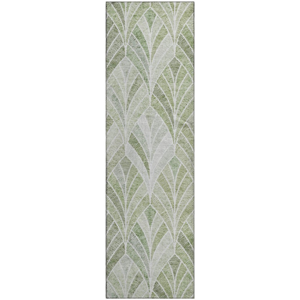 Premium Machine Washable Mayfield AMF851 Sage 2'3" x 7'6" Runner Rug. Picture 1
