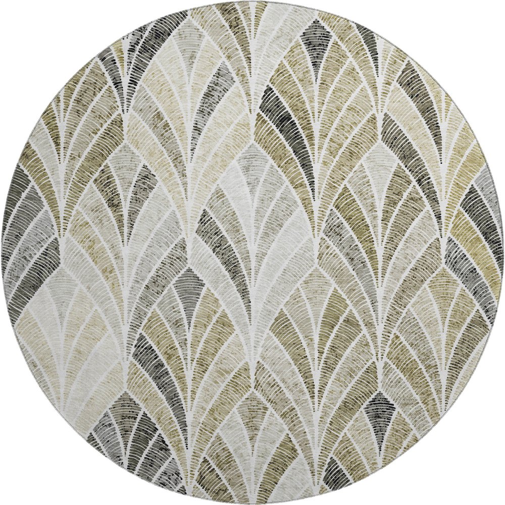 Premium Machine Washable Mayfield AMF851 Taupe 8' x 8' Round Rug. Picture 1