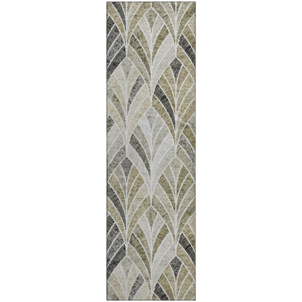 Premium Machine Washable Mayfield AMF851 Taupe 2'3" x 7'6" Runner Rug. Picture 1