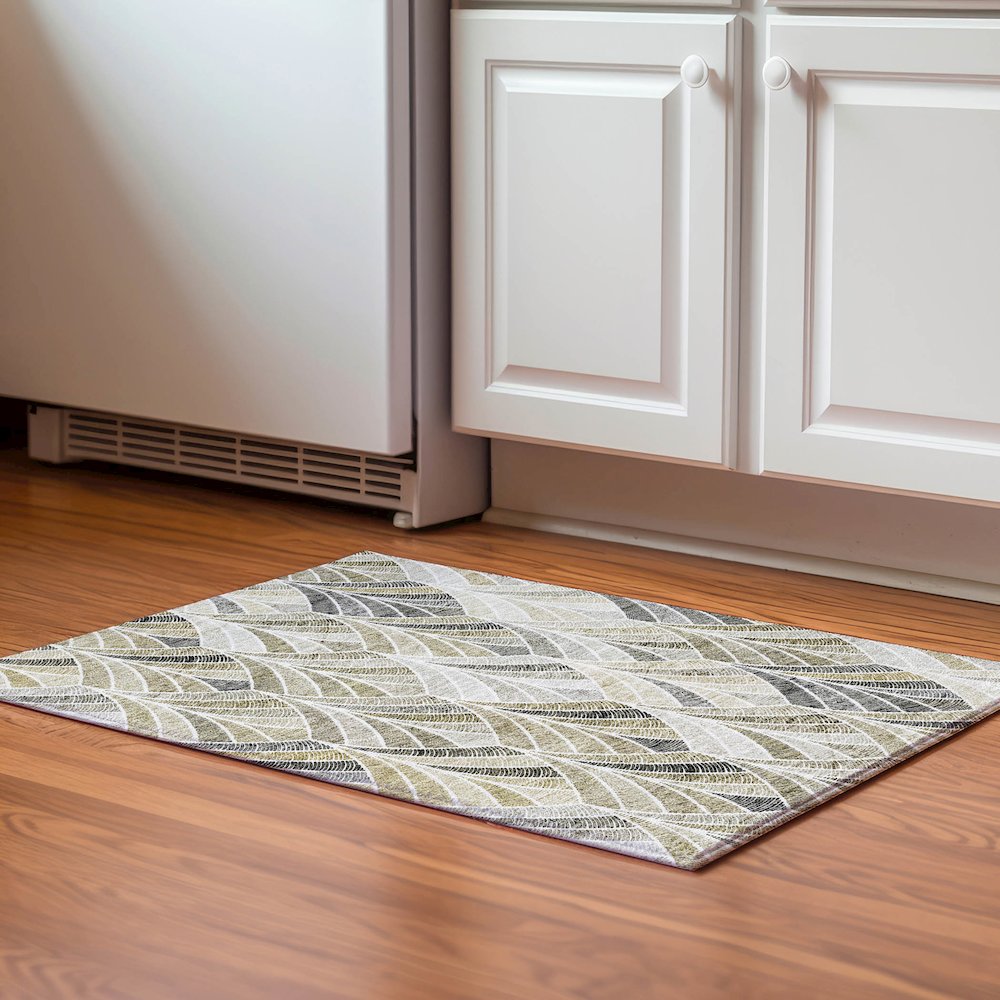 Premium Machine Washable Mayfield AMF851 Taupe 1'8" x 2'6" Rug. Picture 5