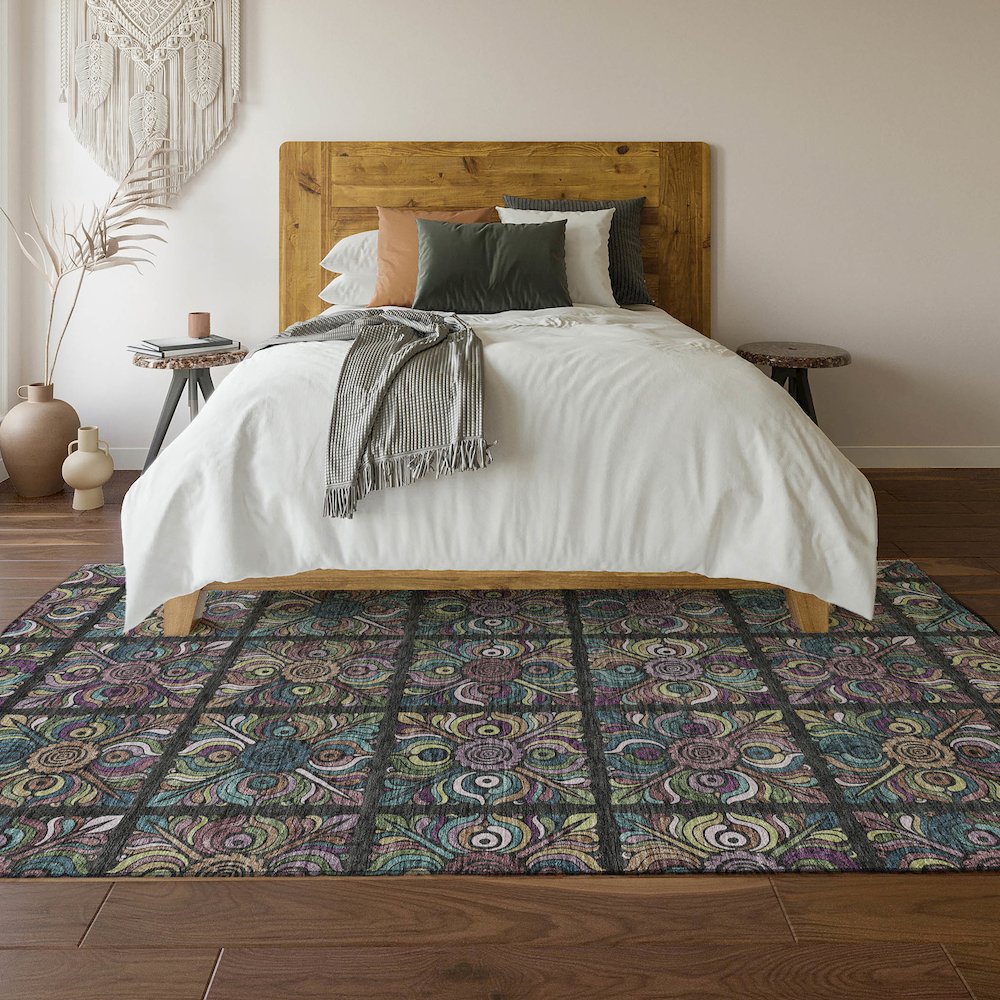Premium Machine Washable Mayfield AMF852 Black 2'6" x 3'10" Rug. Picture 6