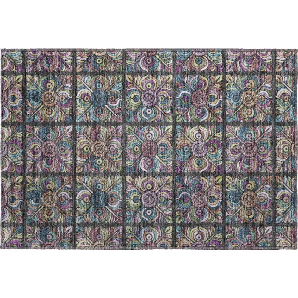 Premium Machine Washable Mayfield AMF852 Black 1'8" x 2'6" Rug. Picture 1